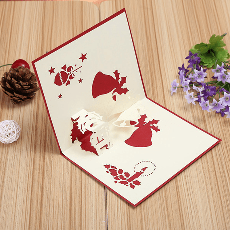 3D Pop up Greeting Card Table Merry Christmas Post Card Gift Craft Paper DIY - Trendha