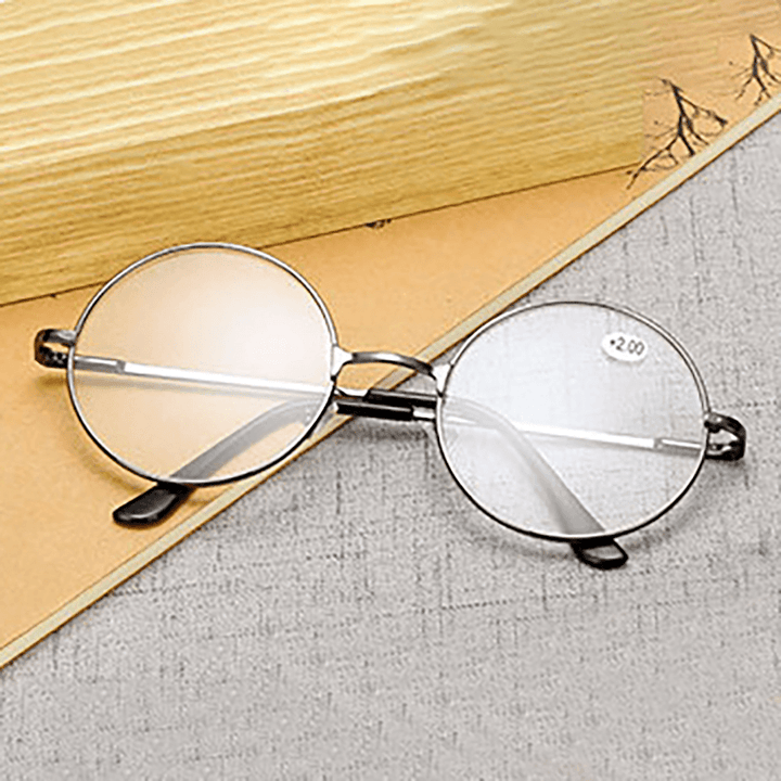 Round Spectacle Reading Glasses Metal Frame Glasses Presbyopia Male Female Retro Reading Eyeglass - Trendha