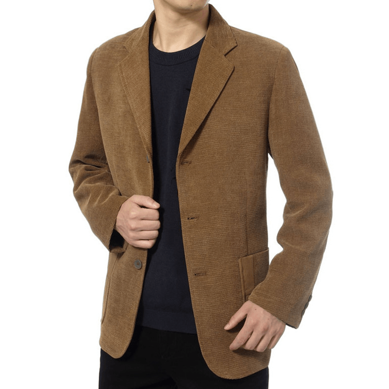 Mens Corduroy Casual Suit Blazers Solid Color Spring Autumn Coats - Trendha