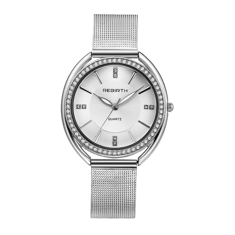 REBIRTH RE115 Diamond Dial Case Women Wrist Watch Full Steel Elegant Design Quartz Watch - Trendha