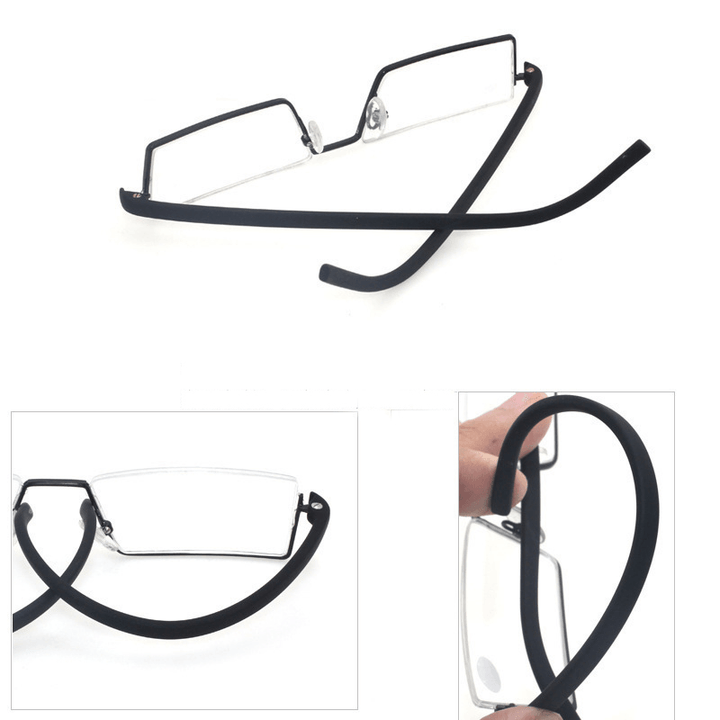 Half Frame Holder Portable Durable Light Weight Resin Reading Glasses Black Not anti Blue Light - Trendha