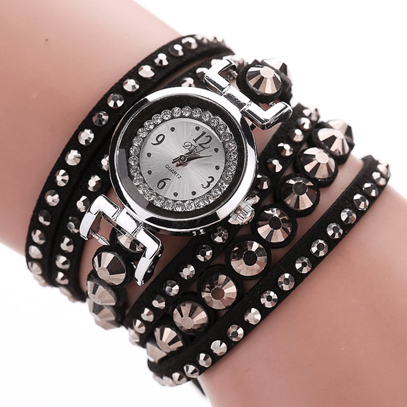 DUOYA Fashion Ladies Folk Custom Style Bracelet Watch Rhinestones Strap Elegant Women Wrist Watch - Trendha