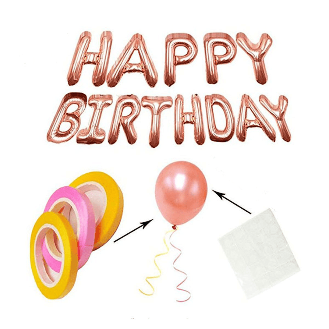 48PCS Rose Gold Birthday Party Balloons Happy Birthday Letter Foil Balloon Decor - Trendha