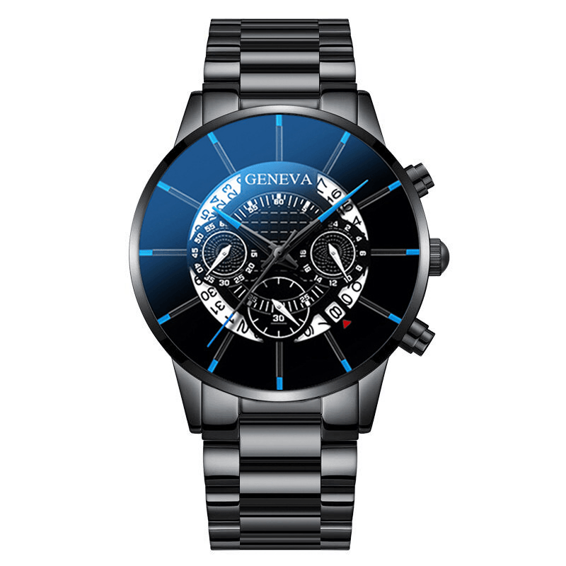Decorated Pointer Business Style Men Watch Calendar Stainless Steel Band Quartz Watch - Trendha