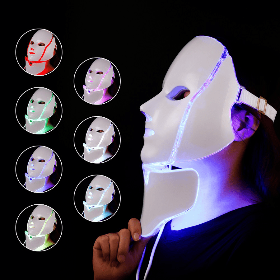 LED Colorful Acne Removing Neck Color Light Beauty Instrument Brightening and Rejuvenating Face Mask - Trendha