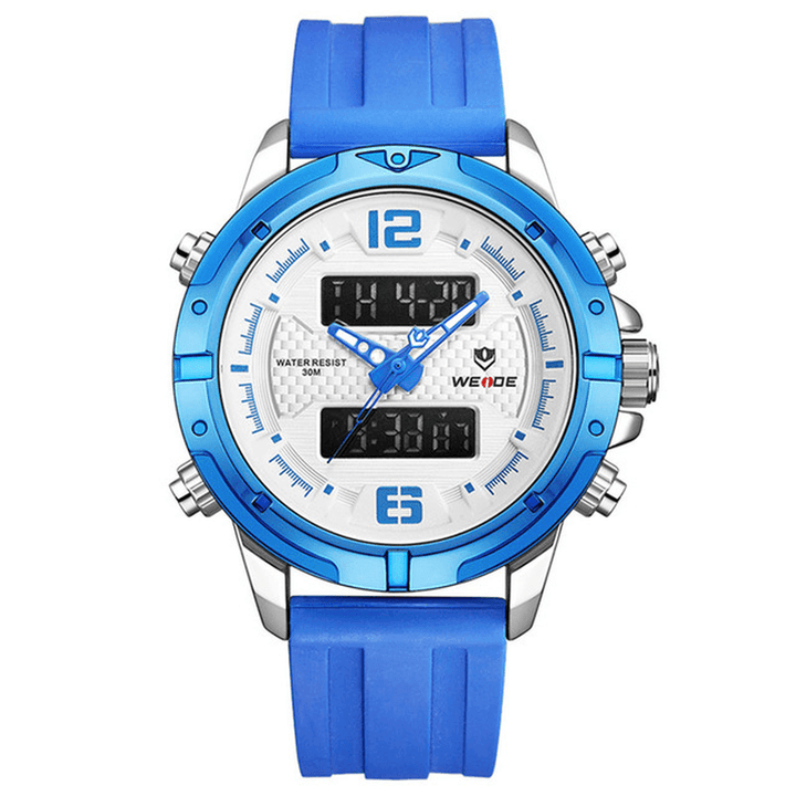 WEIDE WH8602 Casual Style LCD Display Men Wrist Watch Silicone Strap Quartz Watch - Trendha