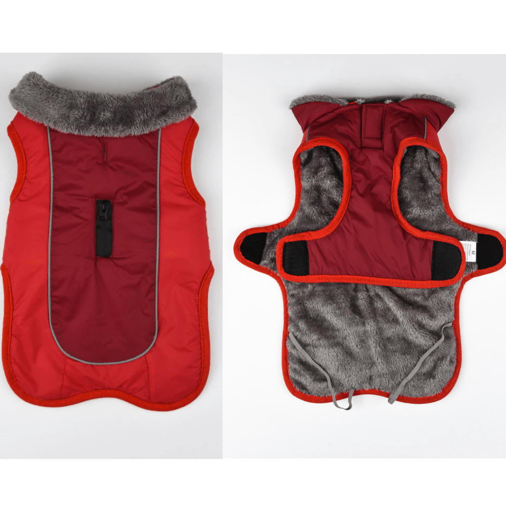 Winter Waterproof Dog Clothes Dog Jacket Vest Pet Warm Padded Coat Fur Collar - Trendha