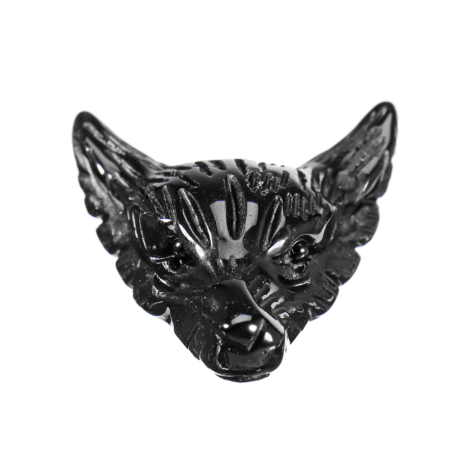 Natural Black Obsidian Wolf Head Pendant Necklace Jewelry Quartz Crystal Gift - Trendha