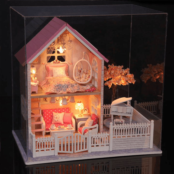 Cuteroom DIY Transparent Display Box Dust-Proof Cover Dollhouse Pink Cherry - Trendha