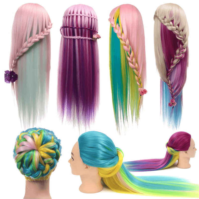 Multicolor Hairdressing Training Head Mannequin Model Braiding Practice Salon Clamp Holder - Trendha