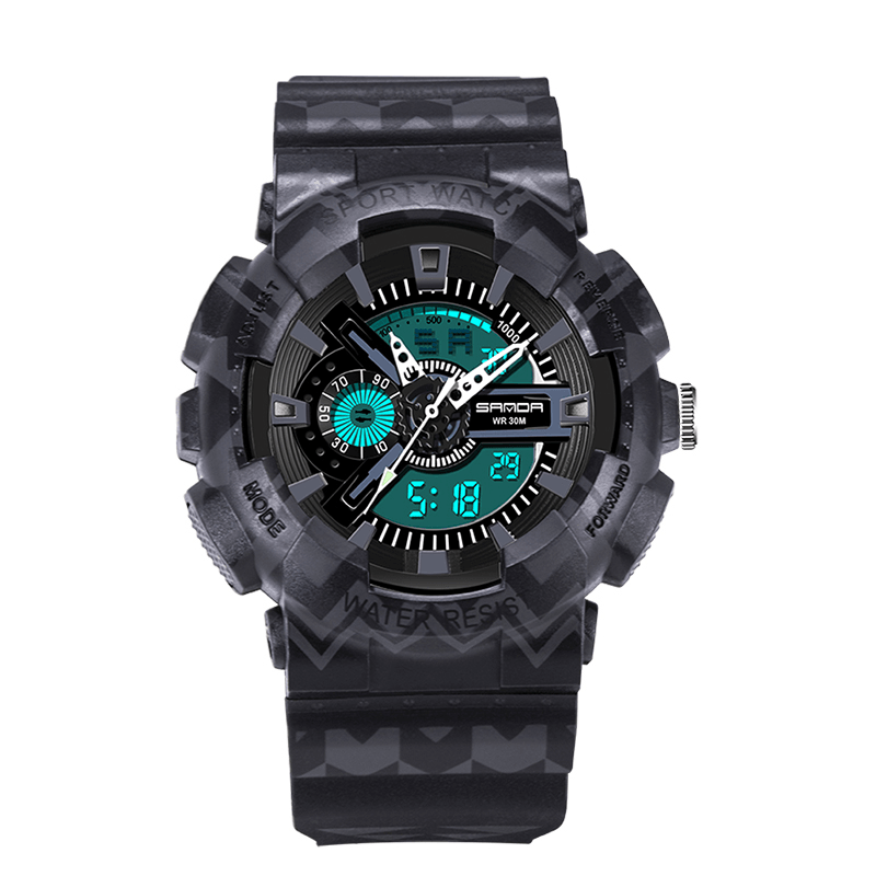 SANDA 999 Digital Watch Male Sport Waterproof Stopwatch Outdoor Dual Display Wrist Watch - Trendha