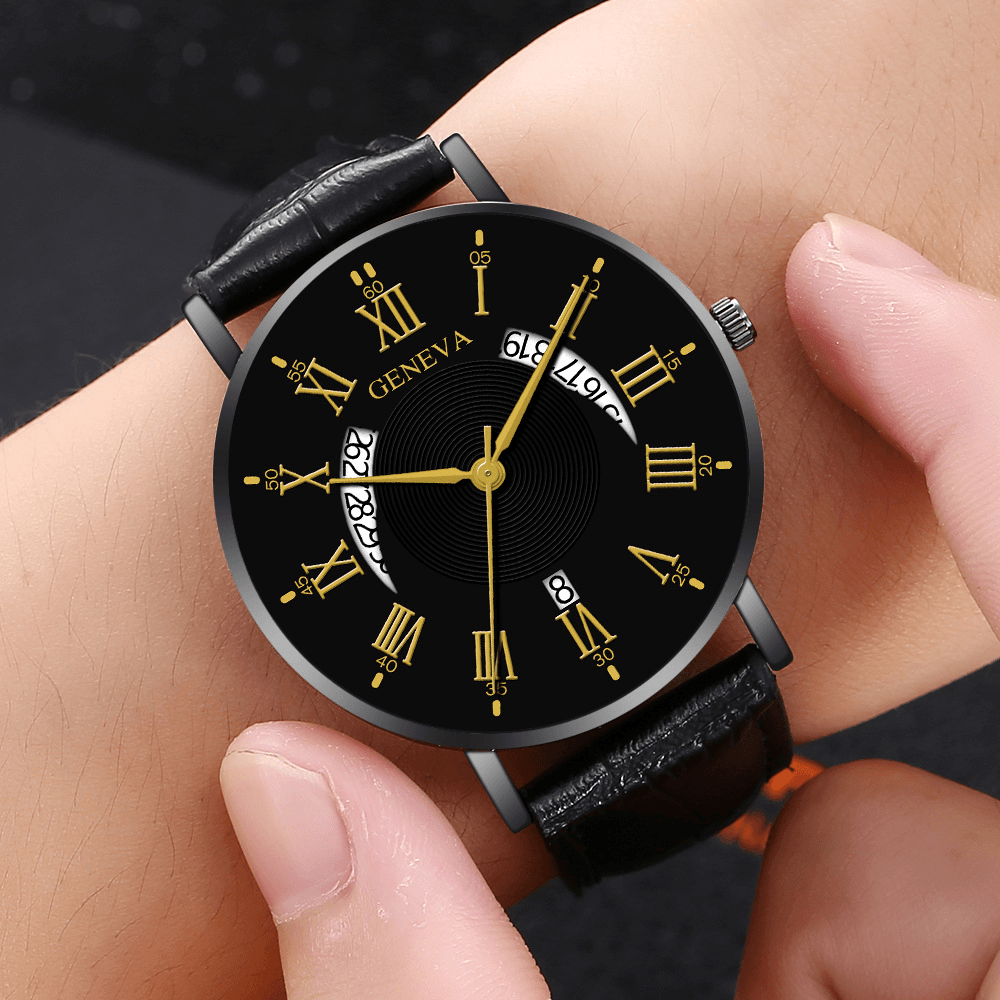 Khorasan Creative Casual Wing Hollow Design PU Leather Band Men Quartz Watch Wristband - Trendha