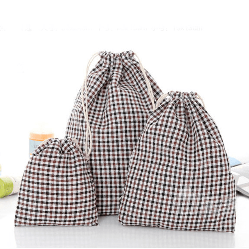 Drawstring Cotton Linen Grid Stripe Gift Bags Pouches Jewelry Bags Wedding Decoration Storage Bags - Trendha