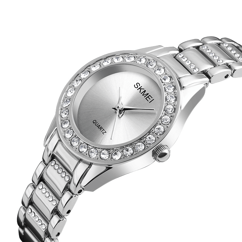 SKMEI 1262 Waterproof Ladies Wrist Watch Stainless Steel Strap Gift Quartz Watch - Trendha