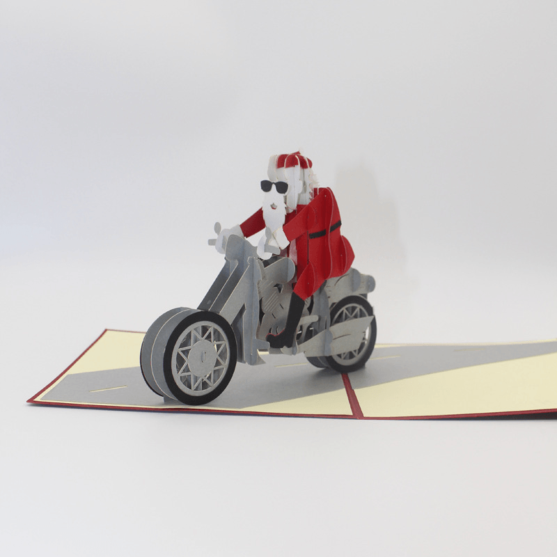 Christmas 3D Motorcycle Santa Claus Pop up Greeting Card Christmas Gifts Party Greeting Card - Trendha