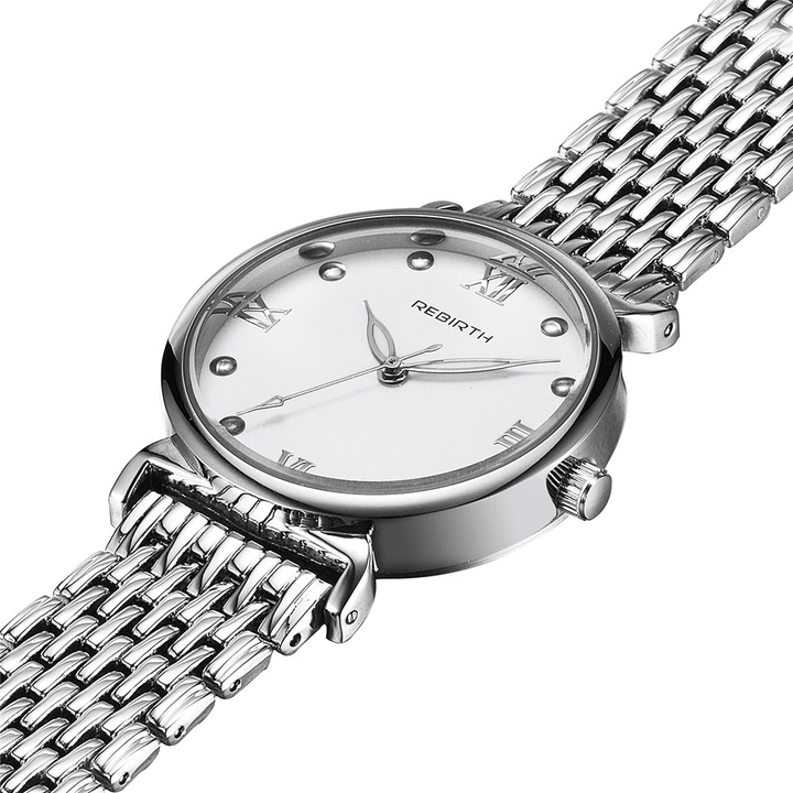 REBIRTH RE034 Full Steel Elegant Design Ladies Wrist Watch Roman Number Quartz Watches - Trendha