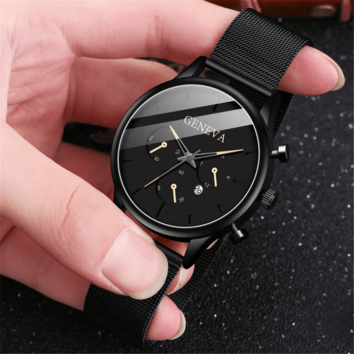 Fashion Alloy Men Business Watch Decorated Pointer Calendar Quartz Watch - Trendha