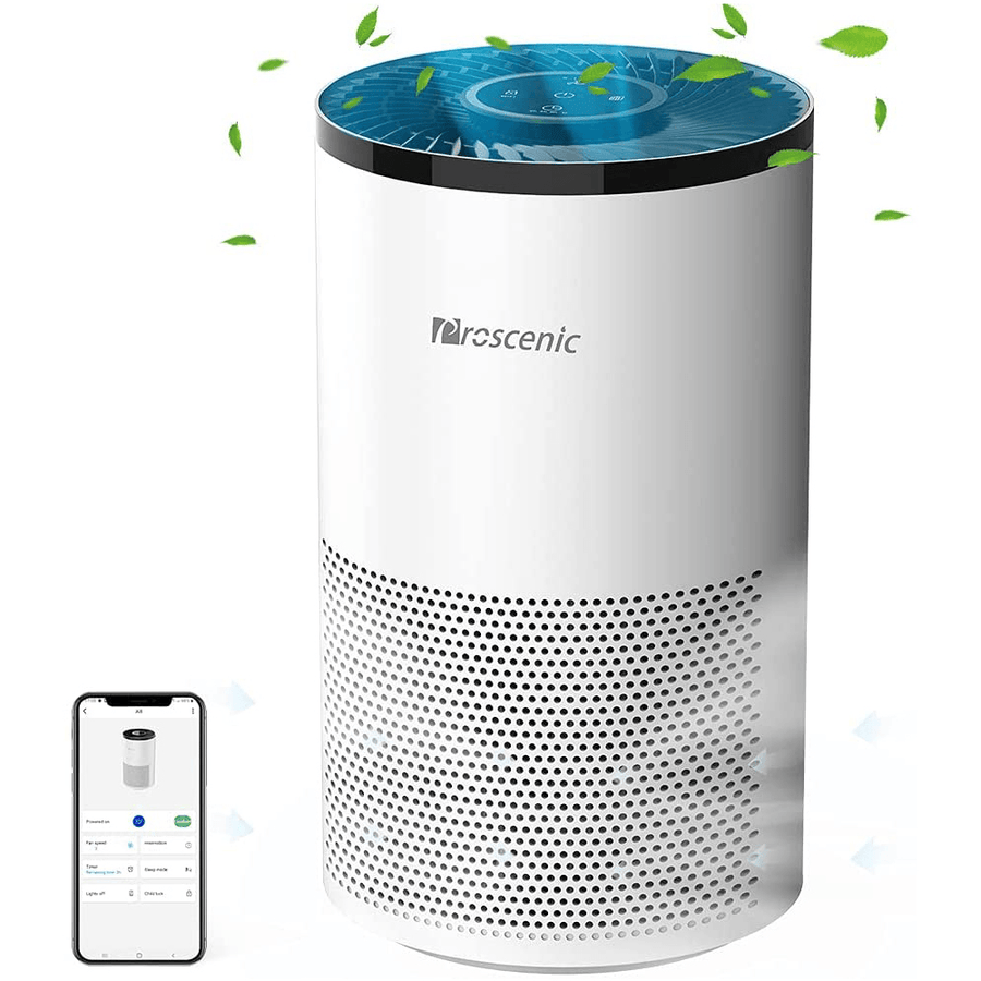 Proscenic A8 Air Purifier LED Display 220M³/H CADR 2 Gear Wind Speed Remove 99.97% Dust Smoke Pollen Alexa Google Home Voice Control Air Cleaner for Home Bedroom Office Large Room - Trendha
