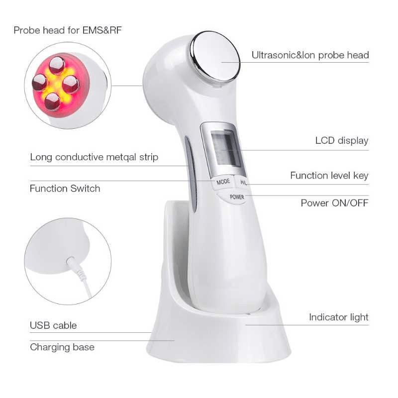 LED RF Photon Therapy Wrinkle Remover Face Lifting Machine Ultrasonic Massage Skin Rejuvenation Facial Beauty Equipment - Trendha