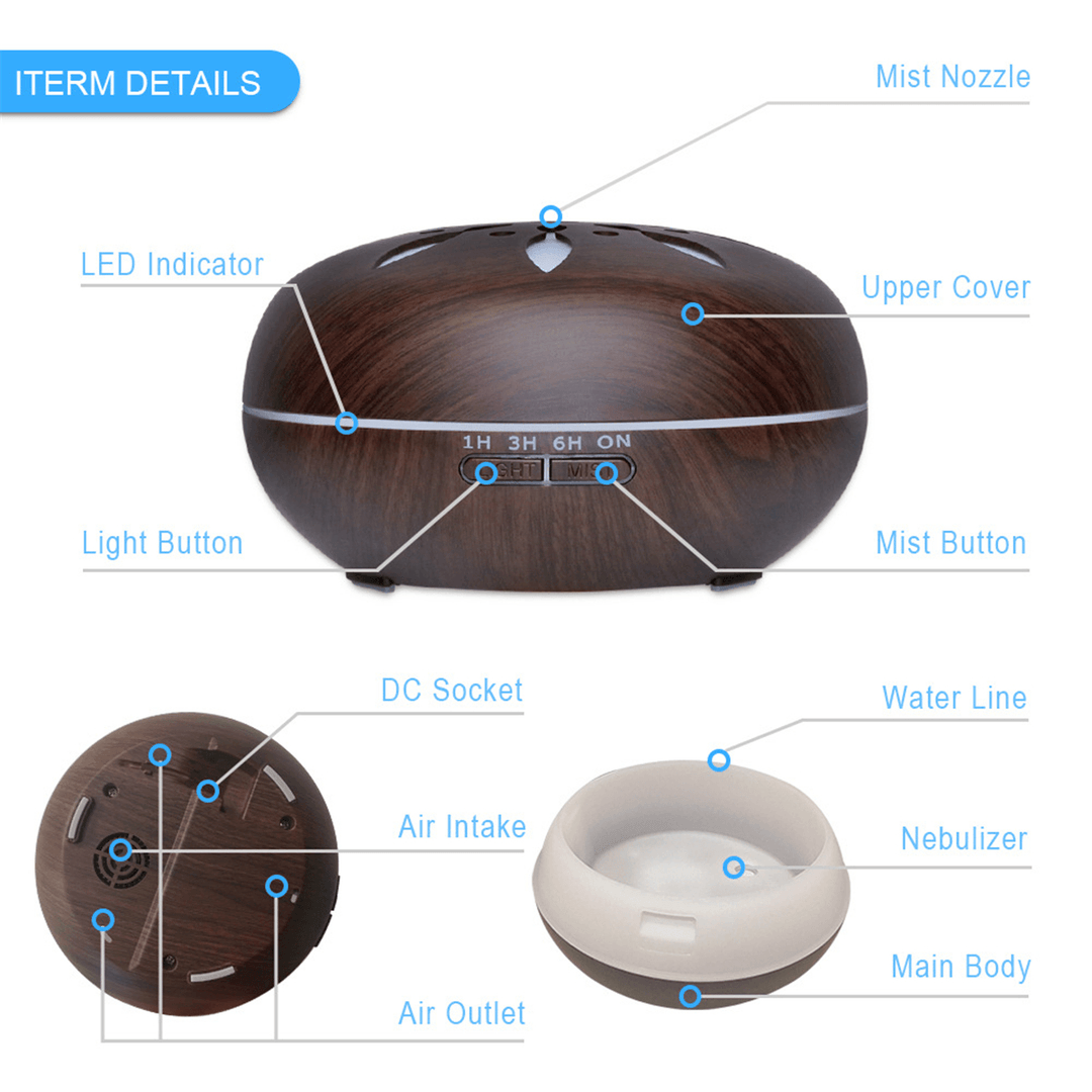 550Ml Ultrasonic Air Humidifier Mini LED Aroma Diffuser Air Aromatherapy Purifier Essential Oil for Home Office - Trendha