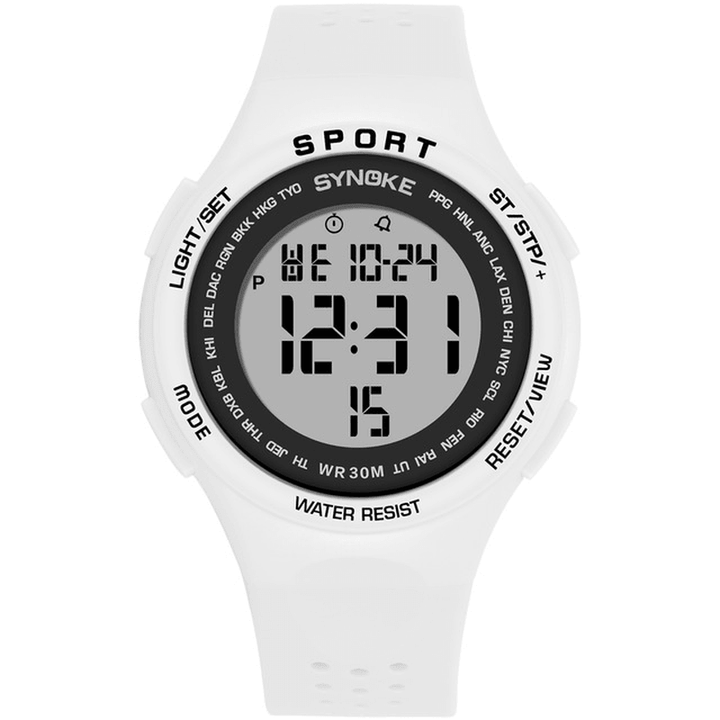 SYNOKE 9616 EL Display Silicone Strap Sport Watch 3ATM Waterproof Alarm Student Digital Watch - Trendha