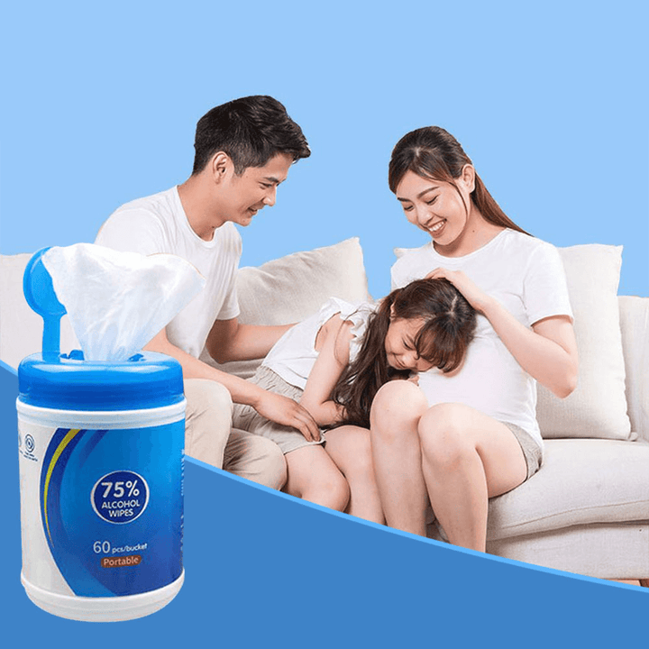 Portable Household 60 Pcs Disposable 75% Alcohol Wet Wipes Antiseptic Cleaning Sterilization Wipes for Home Cleaning Care - Trendha