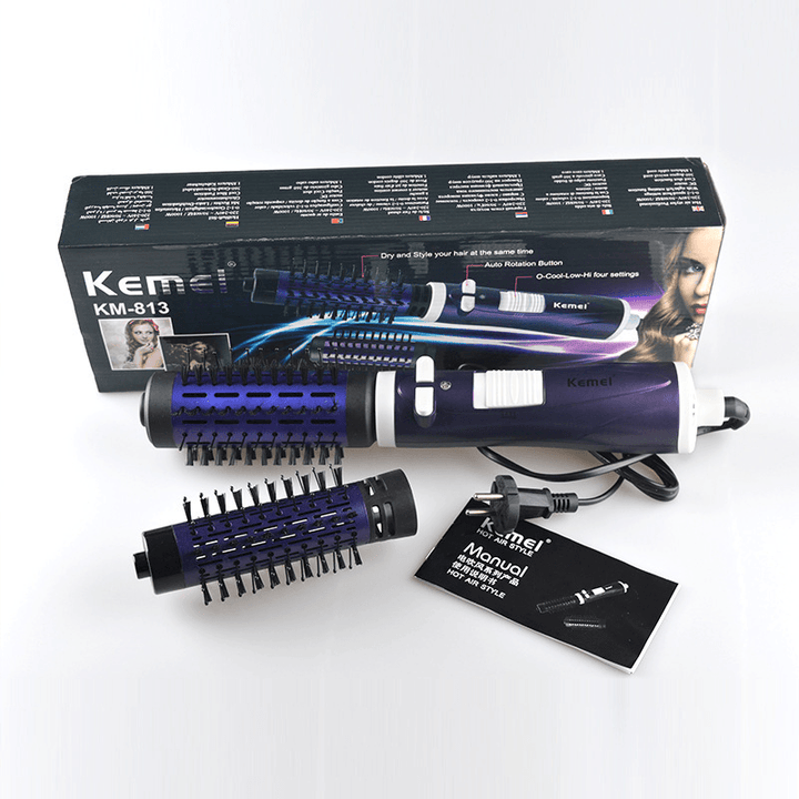 KEMEI Hair Brush Dryer Comb Style Hair Dryer Anion Electric Automatic Curler Roller Brush Straightening Styling Tool KM-813 - Trendha