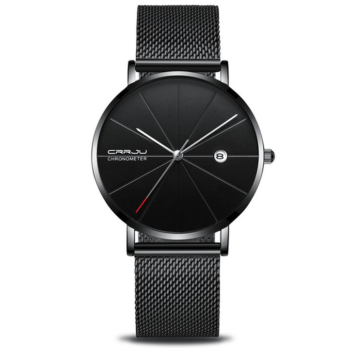 CRRJU 2216 Business Style Men Wrist Watch Date Display Analog Full Steel Quartz Watch - Trendha