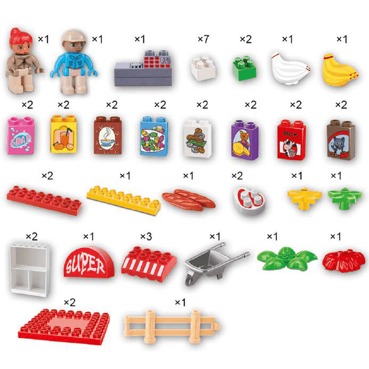 Niniya Supermarket Plastic Toy Building Blocks with Suitcase Educational Toys - Trendha