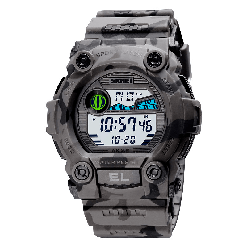 SKMEI 1633 Sport Men Watch Luminous Date Week Display Stopwatch 5ATM Waterproof Outdoor Digital Watch - Trendha