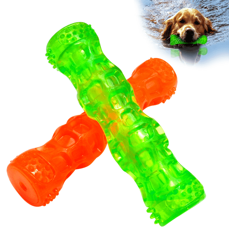 Rubber Dog Toys Bone Waterproof Squeak Sound Pet Toys Bite Resistant for Training Tooth Clean Interactive Pet Dog Chew Toy From - Trendha
