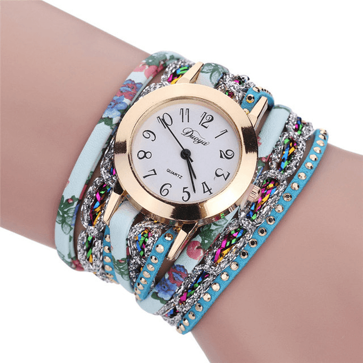 DUOYA XR1886 Retro Style Bracelet Watch Flower Picture Ladies Quartz Watches - Trendha