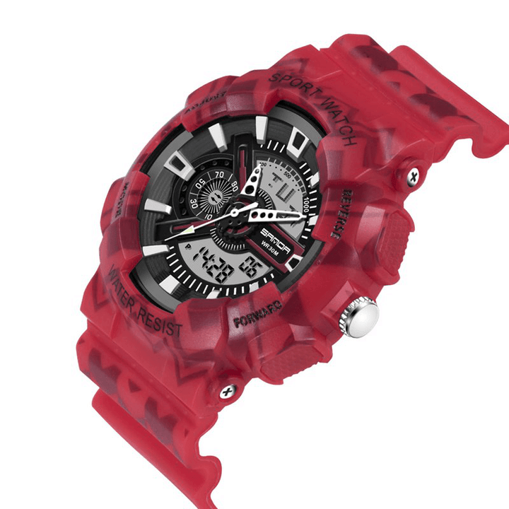 SANDA 999 Digital Watch Male Sport Waterproof Stopwatch Outdoor Dual Display Wrist Watch - Trendha
