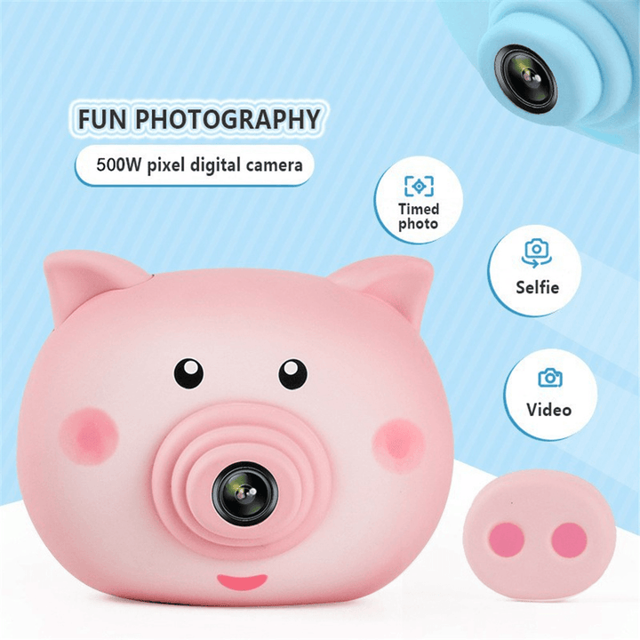 Mo Fun Mini Cartoon Kids Camera HD Q Version Digital Sports Camera Pig SLR Gift Toys - Trendha