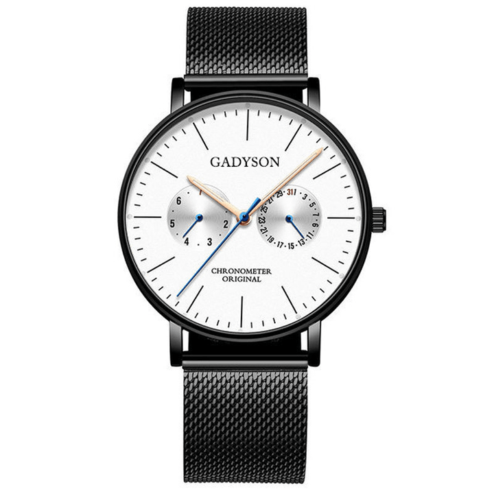 GADYSON A0101 Fashion Men Watch Luminous Display Metal Mesh Belt Business Ultra-Thin Quartz Watch - Trendha