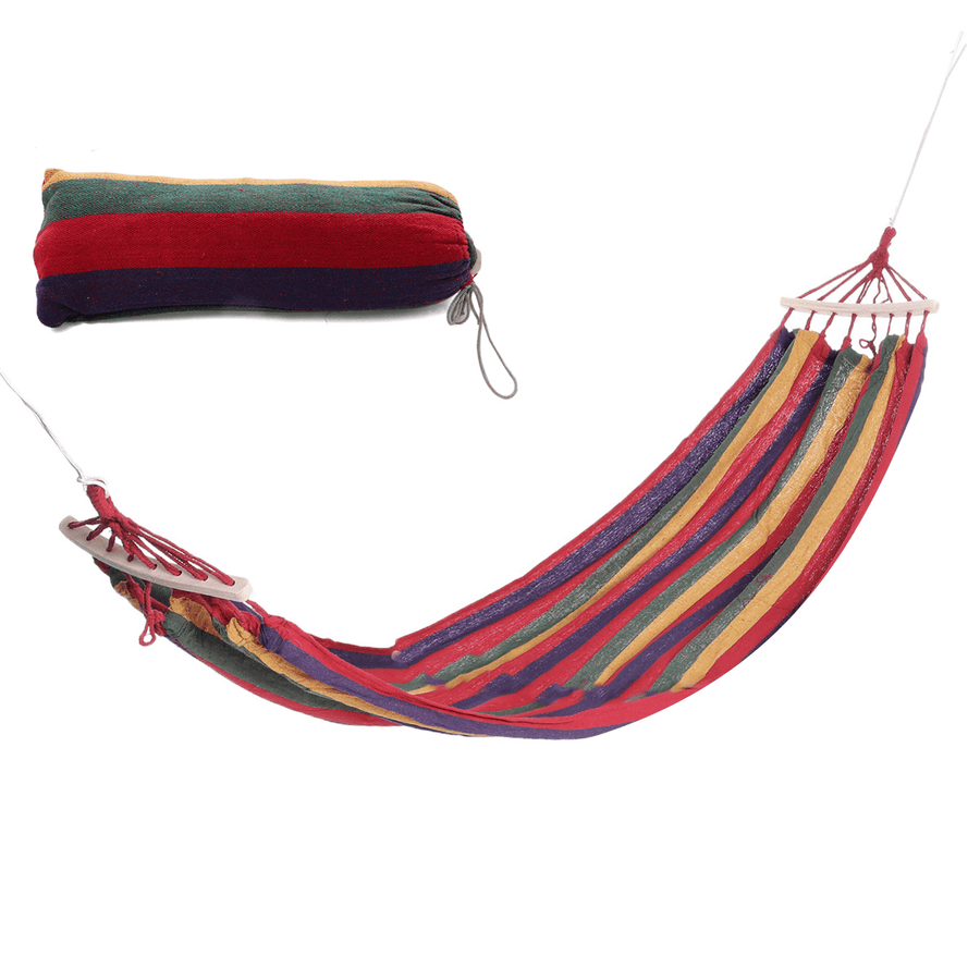 STRDC001 Ultralight Camping Hammock with Storage Bag Portable Rainbow Canvas Outdoor Activities Swing - Trendha