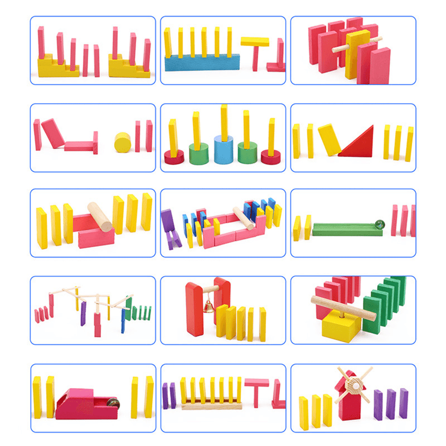 Creative Wooden Domino Rainbow Blocks Jigsaw Montessori Educational Toys for Children - Trendha