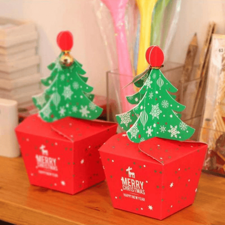 Christmas 2017 Paper Gift Box Candy Box Fit Wedding Party Christmas Tree Pattern Jewelry Packaging Box - Trendha