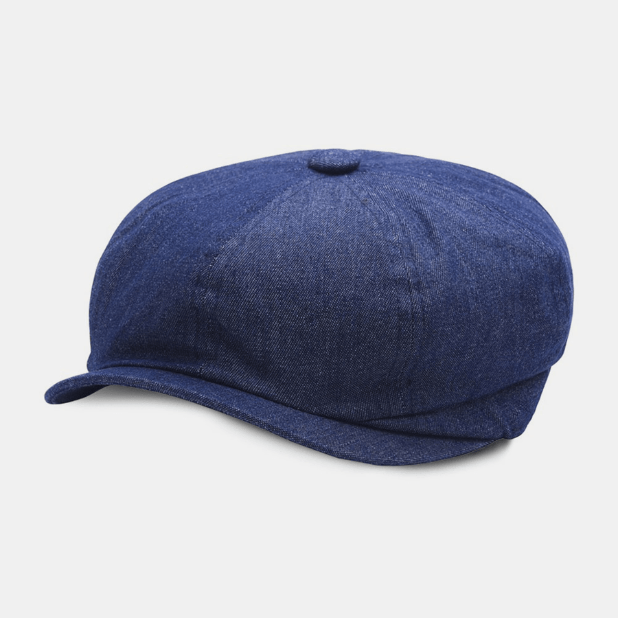 Men Denim Patchwork Beret Cap Casual Retro Elastic Band Octagonal Hat Flat Hat Painter Newsboy Cap - Trendha