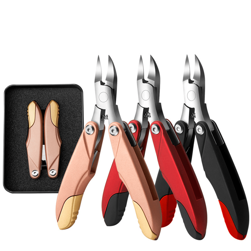 Anself Nail Clippers 3 in 1 Professional Portable Stainless Steel Fold Nail Toenail Nippers for Thick and Ingrown Toenails - Trendha