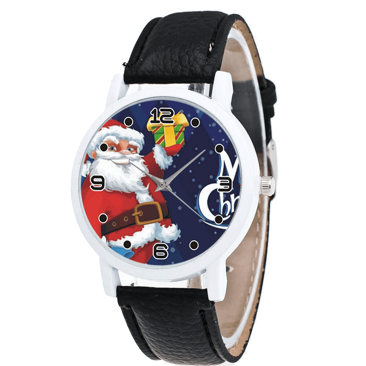 Cartoon Santa Claus with Starry Sky Pattern PU Leather Strap Kid Watch Fashion Children Quartz Watch - Trendha