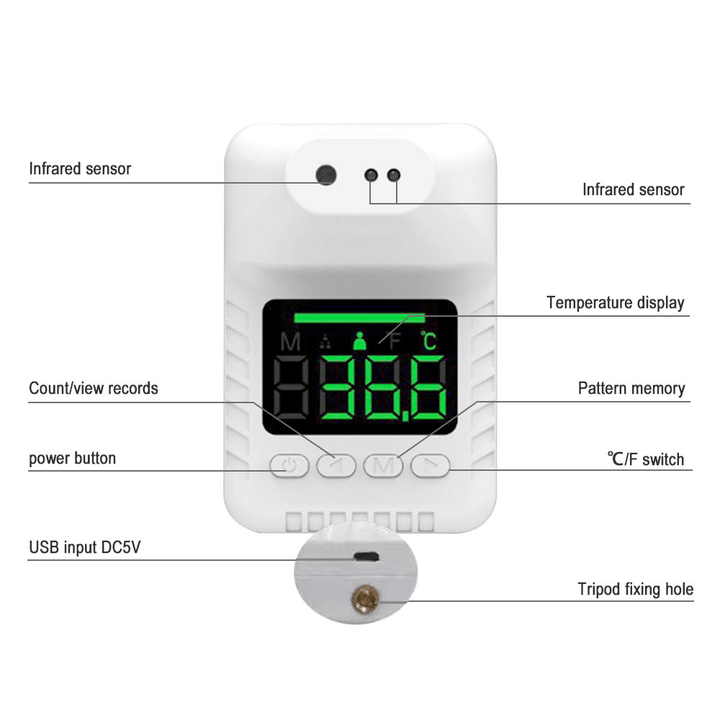 K3X Non-Contact Smart Sensor 15 Countries Voice Broadcast Portable Automatic Body Temperature Detector High-Precision Infrared Forehead Thermometer - Trendha