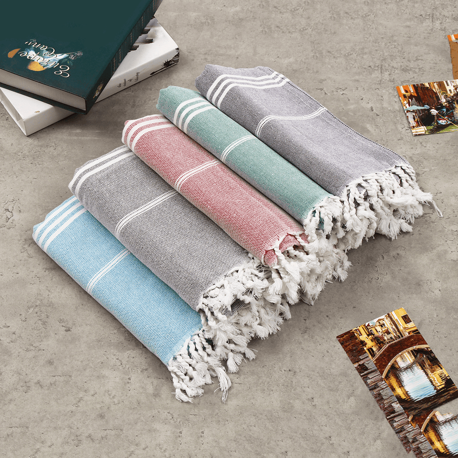 100X180Cm Large Beach Turkish Towel Bath Towel Hammam Cotton Striped Washcloths - Trendha