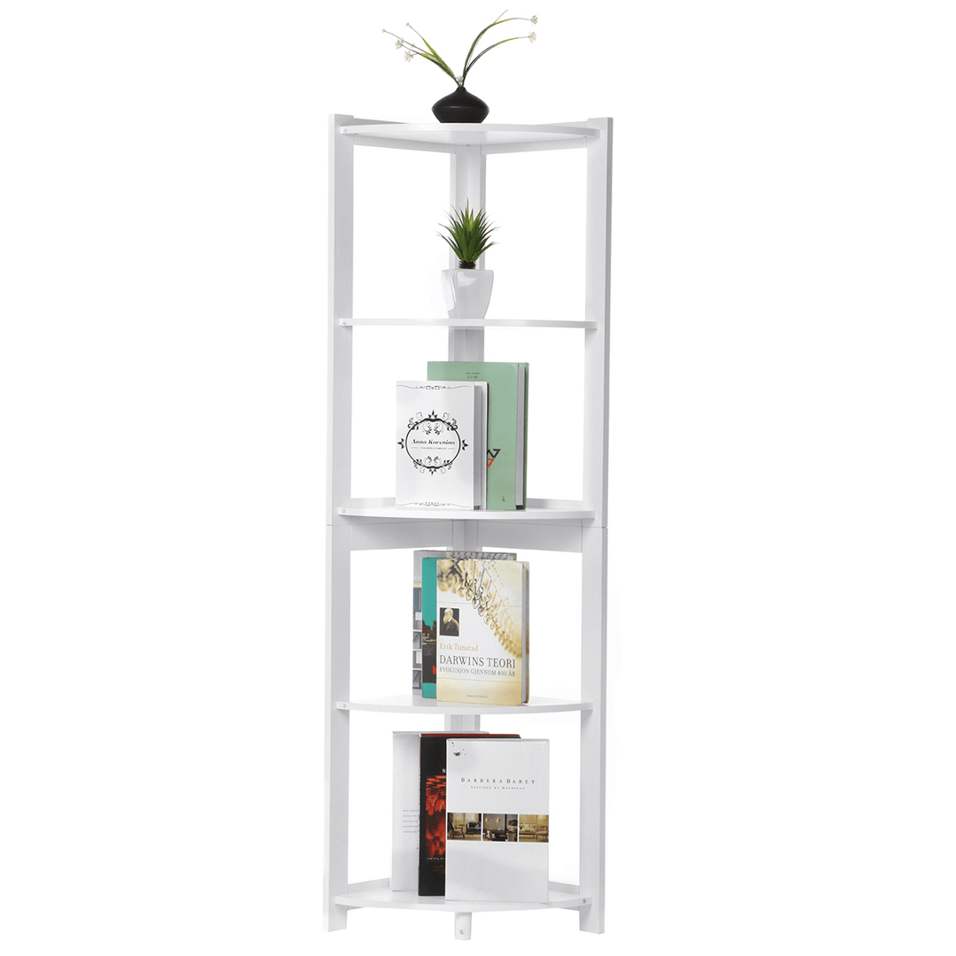 5 Tiers Corner Bookshelf Multifunctional Storage Shelf Bookcase Decoration Display Standing Shelves for Home Office - Trendha