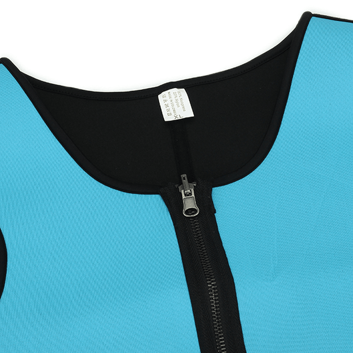 Men Ultra Sweat Compressing Neoprene Zipper Sports Vest Tank Top Training Corsets Bodysuit - Trendha