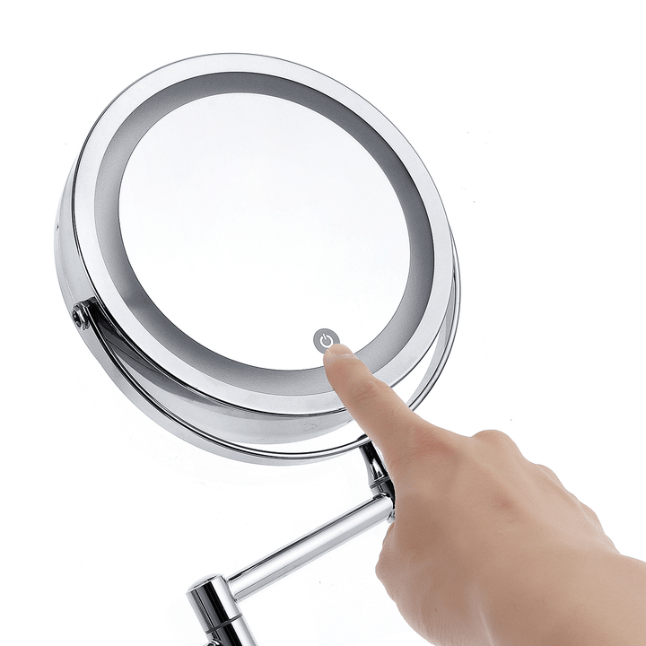 Led Makeup Mirrors with LED Light Folding Wall Mount Vanity Mirror 10X - Trendha