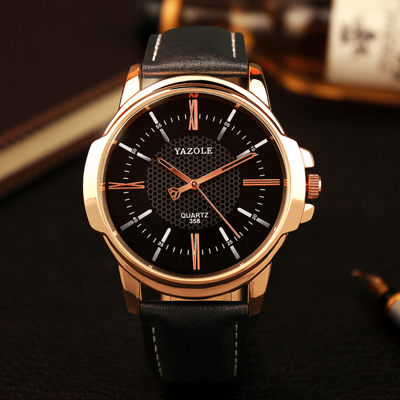 YAZOLE 358 Fashion Men Quartz Watch Luxury Roman Numeral Wrist Watch - Trendha