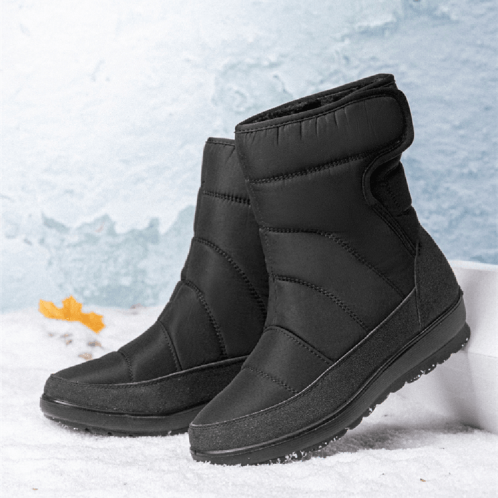 Women Casual Warm Lining Waterproof Hook Loop Short Calf Snow Boots - Trendha