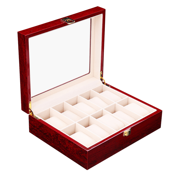 10/20 Grids Wooden Watches Display Case Jewelry Box Collection Storage Holder Box - Trendha