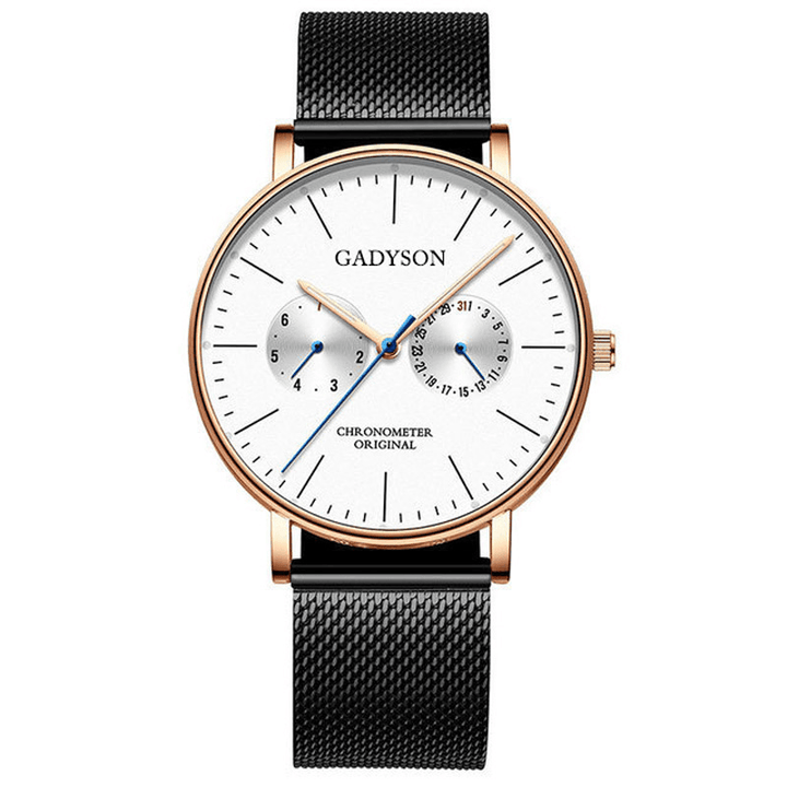 GADYSON A0101 Fashion Men Watch Luminous Display Metal Mesh Belt Business Ultra-Thin Quartz Watch - Trendha